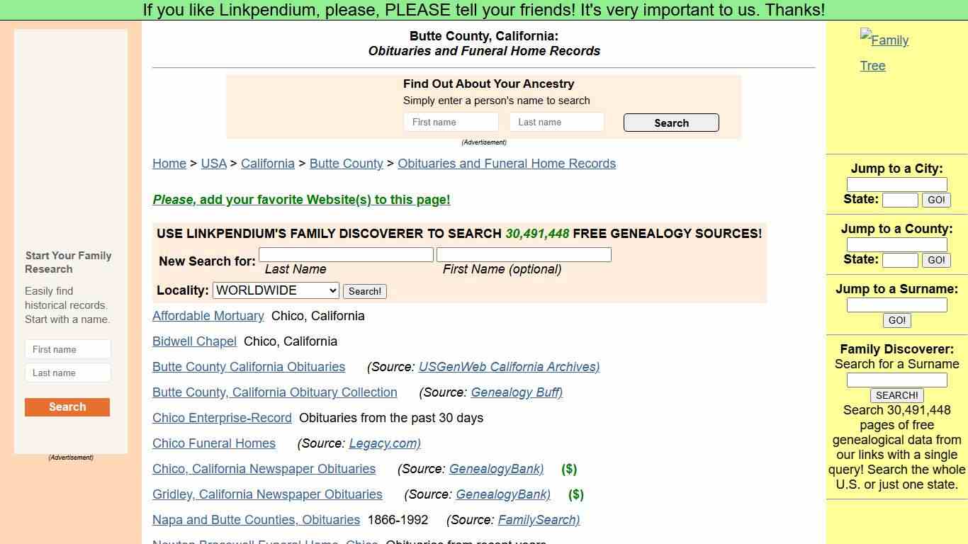 Butte County, California: Obituaries and Funeral Home Records