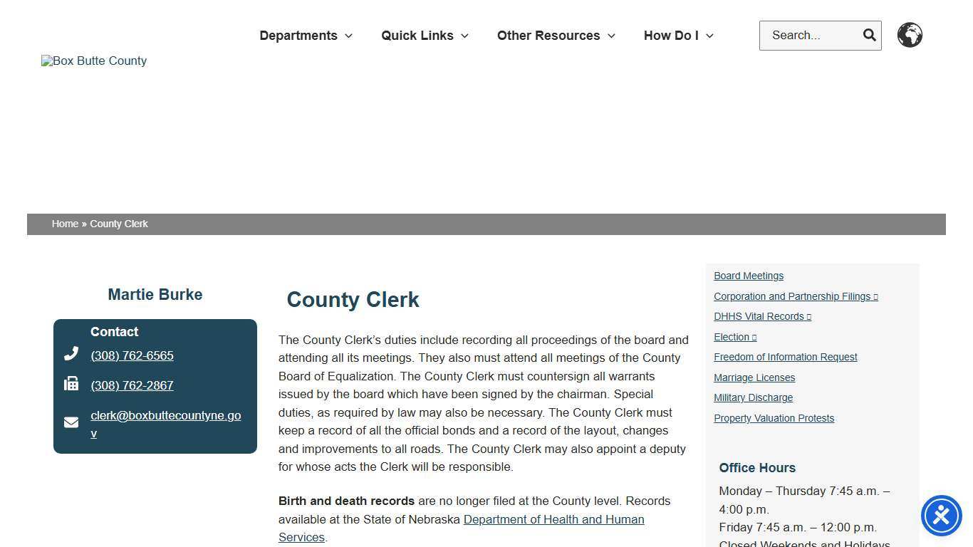 County Clerk – Box Butte County